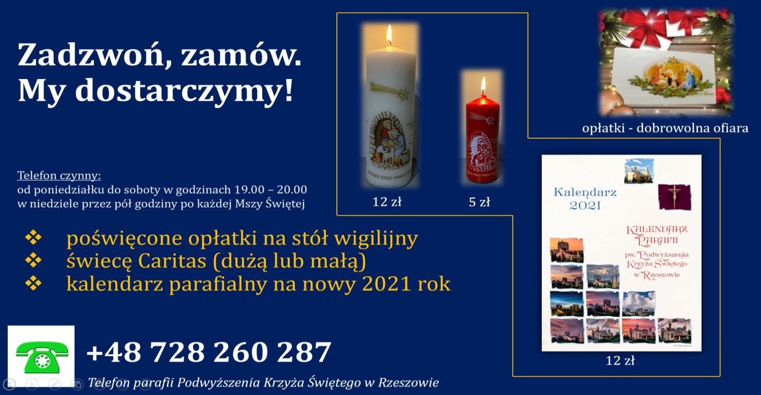 Zamówienia opłatków, świec lub kalendarzy